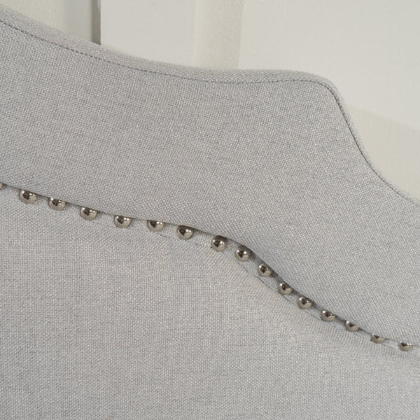 English Elm Christopher Knight Home® - Upholstered Modern Nailhead Headboard for Queen Beds with Black Iron Legs, Adjustable Height Elegance LIGHT GREY 58969.00LGRY