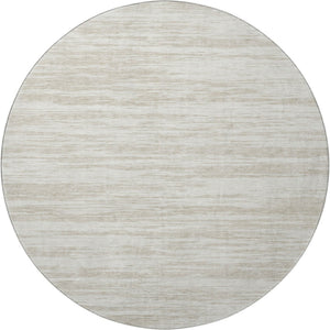 HomeRoots 8' Ivory and Beige Striped Washable Round Rug – Durable, UV Protected, Perfect for High-Traffic Spaces! 675603