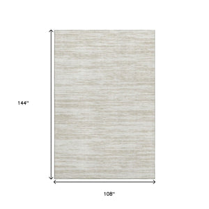 HomeRoots 9' X 12' Ivory and Beige Striped Area Rug – Washable, UV-Protected, Stain-Resistant for Family Homes 675605