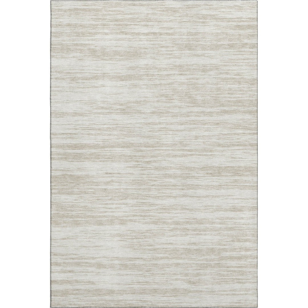 HomeRoots 10' X 14' Ivory & Beige Striped Area Rug - Washable, UV-Protected, Durable Design for Busy Homes 675606