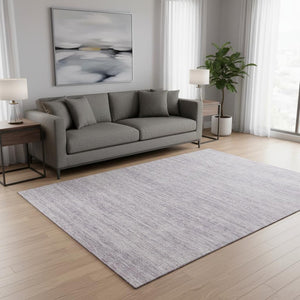 HomeRoots 5' X 8' Stylish Lavender & Ivory Striped Washable Area Rug with UV Protection for Easy Care Living 675608