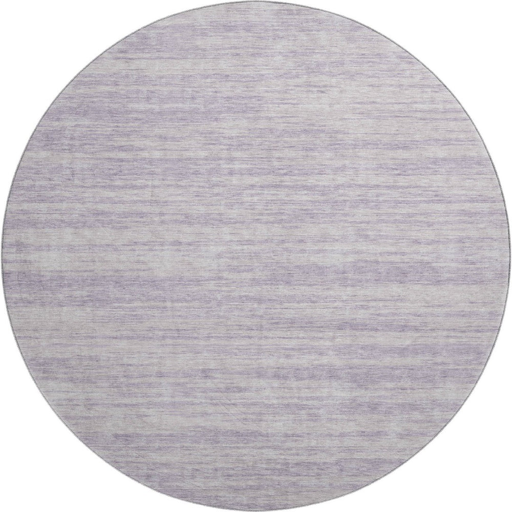 HomeRoots 8' Striped Round Rug in Lavender & Ivory – Washable, UV-Protected, Stain-Resistant for Easy Care 675609