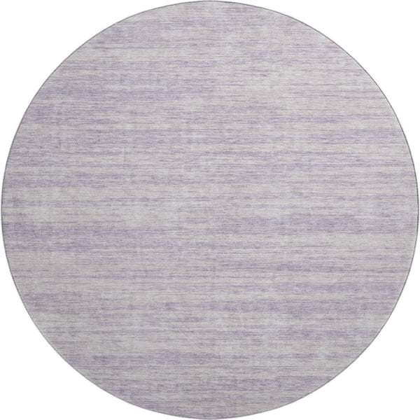 HomeRoots 8' Striped Round Rug in Lavender & Ivory – Washable, UV-Protected, Stain-Resistant for Easy Care 675609