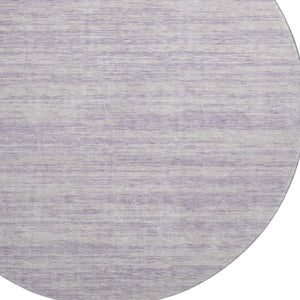 HomeRoots 8' Striped Round Rug in Lavender & Ivory – Washable, UV-Protected, Stain-Resistant for Easy Care 675609