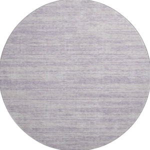 HomeRoots 8' Striped Round Rug in Lavender & Ivory – Washable, UV-Protected, Stain-Resistant for Easy Care 675609
