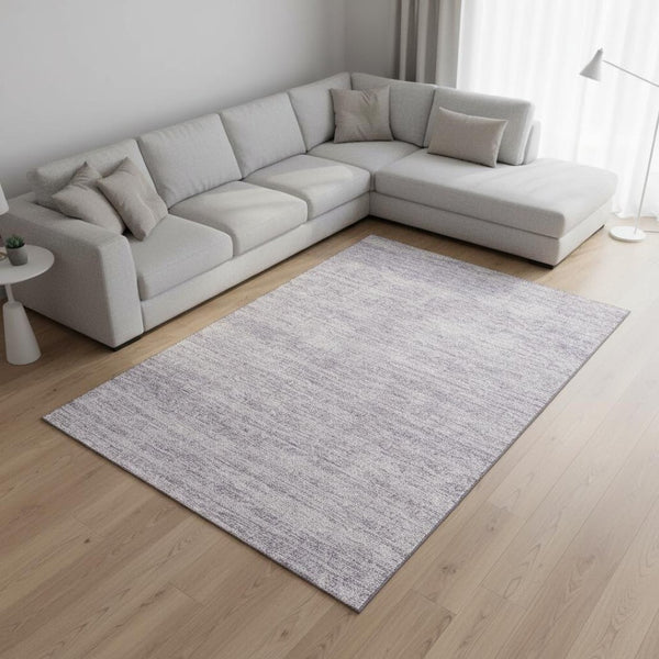 HomeRoots 8' X 10' Lavender and Ivory Striped Washable Area Rug – Durable, Stain Resistant, UV Protected Design 675610