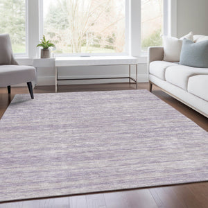 HomeRoots 8' X 10' Lavender and Ivory Striped Washable Area Rug – Durable, Stain Resistant, UV Protected Design 675610