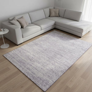 HomeRoots 9' X 12' Lavender & Ivory Striped Area Rug - Washable, UV Protected, Kid & Pet Friendly Design 675611