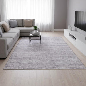 HomeRoots 10' X 14' Lavender & Ivory Striped Area Rug - Durable, UV-Protected, Washable for Stylish Spaces! 675612