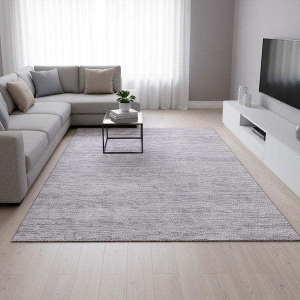 HomeRoots 10' X 14' Lavender & Ivory Striped Area Rug - Durable, UV-Protected, Washable for Stylish Spaces! 675612