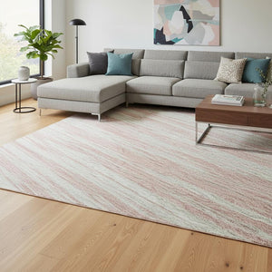 HomeRoots 9' X 12' Pink and Ivory Striped Washable Area Rug - Durable, Stain Resistant, UV Protected, Stylish Comfort 675617