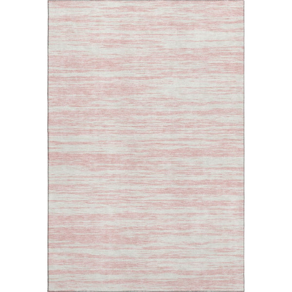 HomeRoots 9' X 12' Pink and Ivory Striped Washable Area Rug - Durable, Stain Resistant, UV Protected, Stylish Comfort 675617