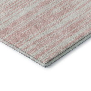 HomeRoots 9' X 12' Pink and Ivory Striped Washable Area Rug - Durable, Stain Resistant, UV Protected, Stylish Comfort 675617