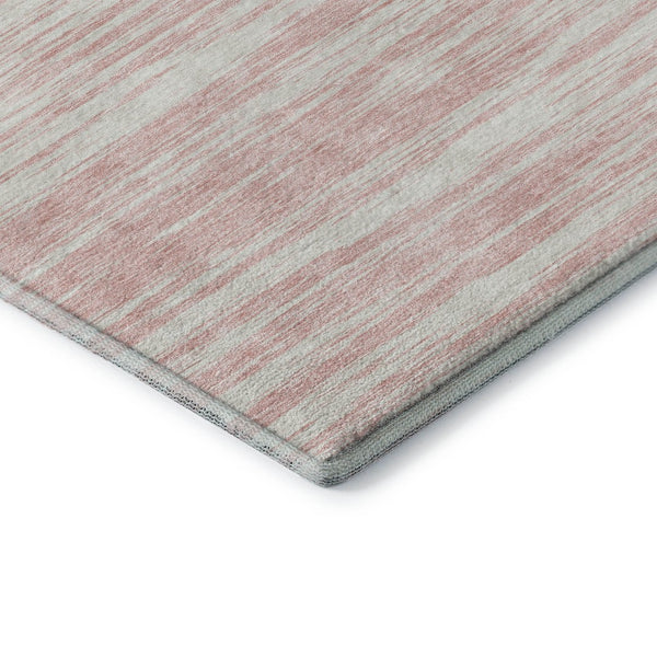 HomeRoots 9' X 12' Pink and Ivory Striped Washable Area Rug - Durable, Stain Resistant, UV Protected, Stylish Comfort 675617