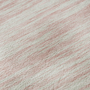HomeRoots 9' X 12' Pink and Ivory Striped Washable Area Rug - Durable, Stain Resistant, UV Protected, Stylish Comfort 675617