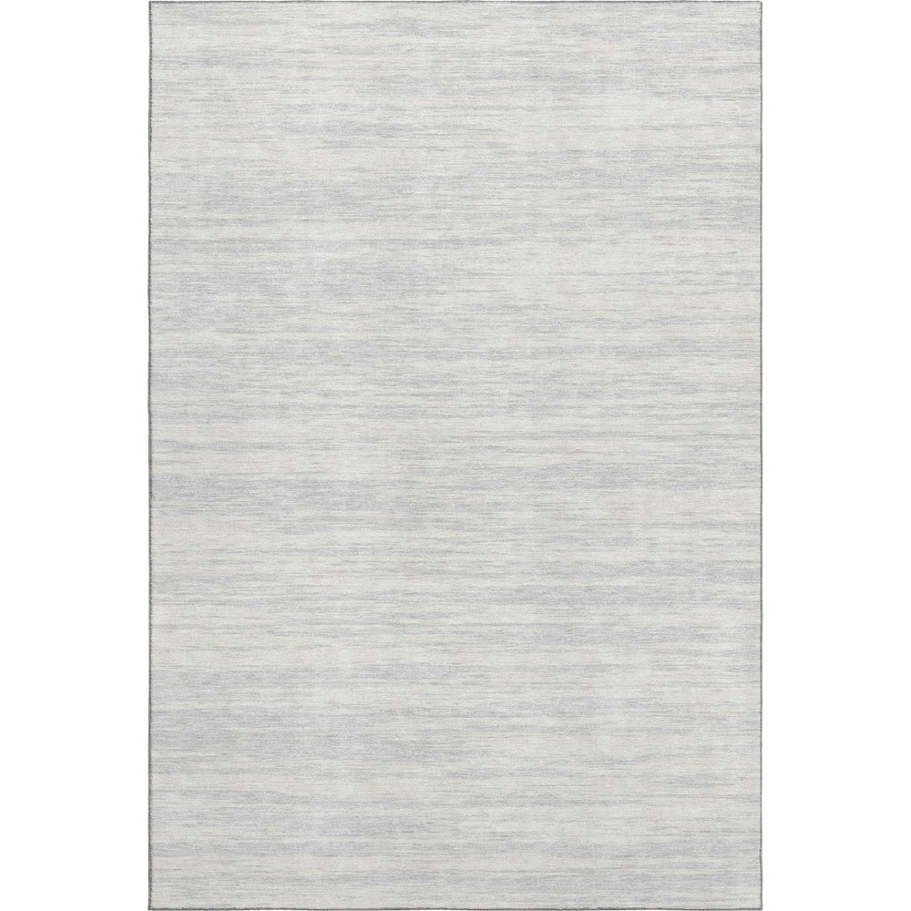 HomeRoots 5' X 8' Silver and Ivory Striped Area Rug - Washable, Durable, UV-Protected for Stylish Homes 675620