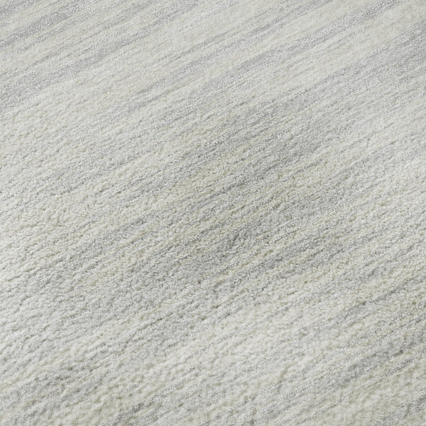 HomeRoots 8' Elegant Silver and Ivory Striped Round Rug – Washable, UV-Protected for Modern Homes & Pets 675621