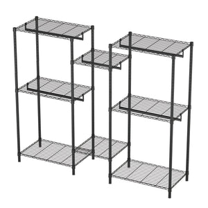 English Elm Heavy Duty Garment Rack — Adjustable 8 Shelves & 5 Rails Freestanding Closet Organizer, Black, Durable W3204P318297