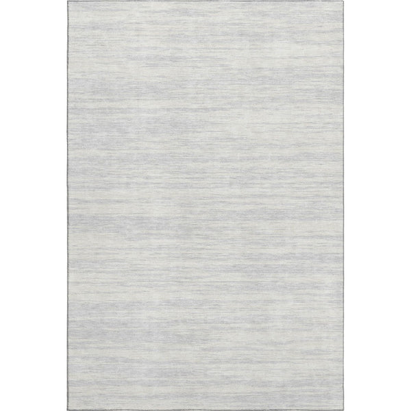 HomeRoots 8' X 10' Stylish Silver and Ivory Striped Area Rug - Washable, UV Protected, Durable for Everyday Use 675622