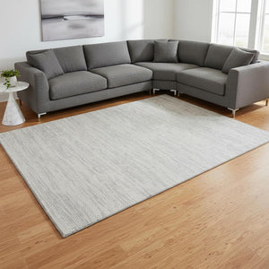 HomeRoots 10' Silver and Ivory Striped Area Rug - Washable, UV-Protected, Durable Design for Busy Homes 675624