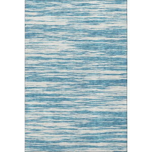 HomeRoots 5' X 8' Teal and Ivory Striped Area Rug - Washable, UV Protected, Stain Resistant, Pet Friendly Decor 675626