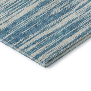 HomeRoots 8' Teal and Ivory Striped Round Rug - Washable, UV Protected, Stain Resistant for Indoor & Outdoor Use 675627
