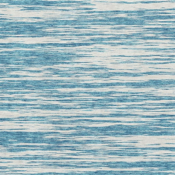 HomeRoots 8' X 10' Teal And Ivory Striped Washable Area Rug - Stain Resistant, UV Protected, Non-Slip Design 675628