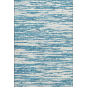 HomeRoots 9' X 12' Teal and Ivory Striped Area Rug - Durable, Stain Resistant, UV Protected for High-Traffic Spaces 675629
