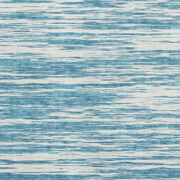 HomeRoots 9' X 12' Teal and Ivory Striped Area Rug - Durable, Stain Resistant, UV Protected for High-Traffic Spaces 675629