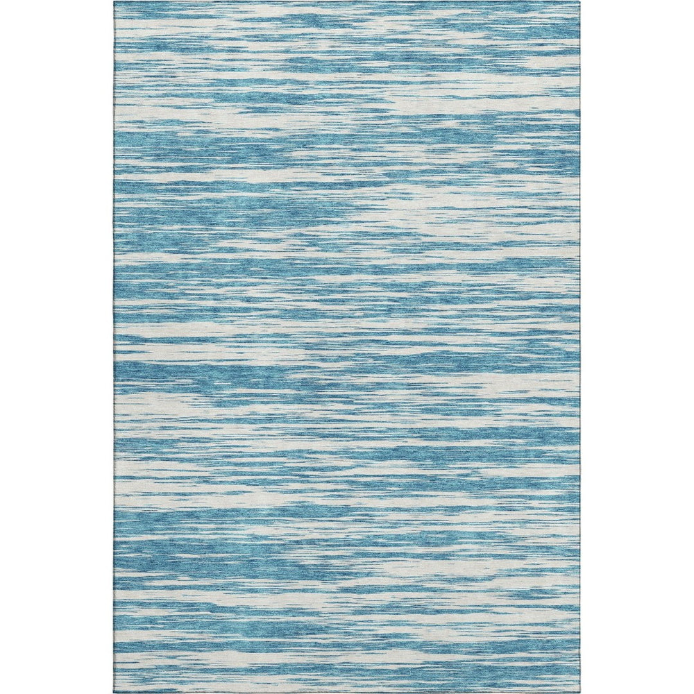 HomeRoots 10' X 14' Teal and Ivory Striped Area Rug - Durable, Stain-Resistant, UV-Protected for Active Homes 675630