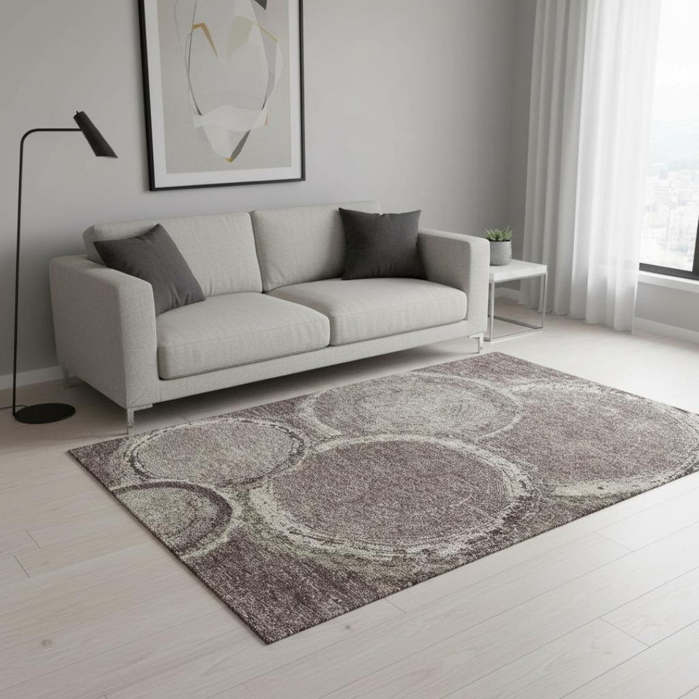 HomeRoots 5' X 8' Woodland Lodge Washable Area Rug - Cozy Chocolate & Beige with UV Protection for Homes 675632