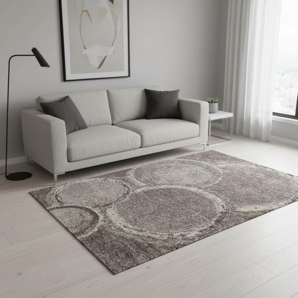 HomeRoots 5' X 8' Woodland Lodge Washable Area Rug - Cozy Chocolate & Beige with UV Protection for Homes 675632