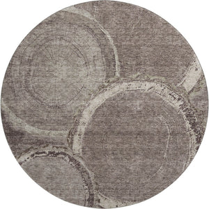 HomeRoots 8' Woodland Lodge Round Rug in Chocolate & Beige - Washable, UV-Resistant, Durable, Cozy Design 675633