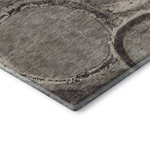 HomeRoots 8' Woodland Lodge Round Rug in Chocolate & Beige - Washable, UV-Resistant, Durable, Cozy Design 675633