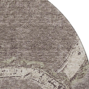 HomeRoots 8' Woodland Lodge Round Rug in Chocolate & Beige - Washable, UV-Resistant, Durable, Cozy Design 675633