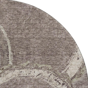 HomeRoots 8' Woodland Lodge Round Rug in Chocolate & Beige - Washable, UV-Resistant, Durable, Cozy Design 675633