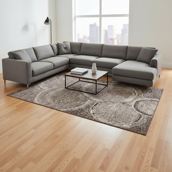 HomeRoots 8' X 10' Chocolate & Beige Woodland Lodge Area Rug - Soft, Washable, UV-Protected, Stain-Resistant 675634