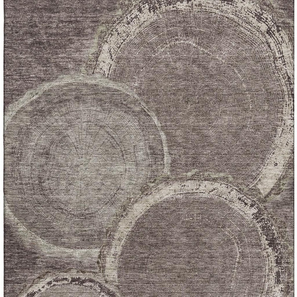 HomeRoots 8' X 10' Chocolate & Beige Woodland Lodge Area Rug - Soft, Washable, UV-Protected, Stain-Resistant 675634