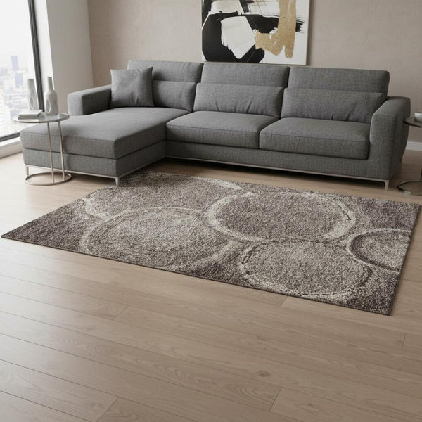 HomeRoots 9' X 12' Woodland Lodge Area Rug - Chocolate & Beige, UV Protected, Washable, Stain Resistant Comfort 675635