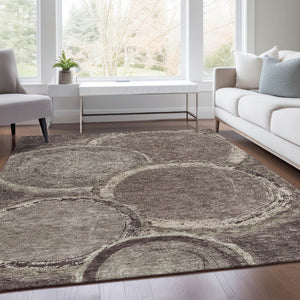 HomeRoots 9' X 12' Woodland Lodge Area Rug - Chocolate & Beige, UV Protected, Washable, Stain Resistant Comfort 675635