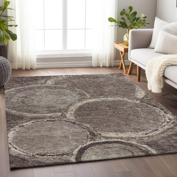 HomeRoots 10' X 14' Chocolate and Beige Woodland Lodge Area Rug - Stylish, Washable and UV-Protected Design 675636