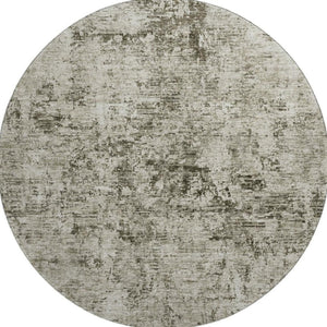 HomeRoots 8' Beige and Taupe Abstract Washable Round Rug - Durable, UV-Protected, Pet-Friendly Design for Homes 675639