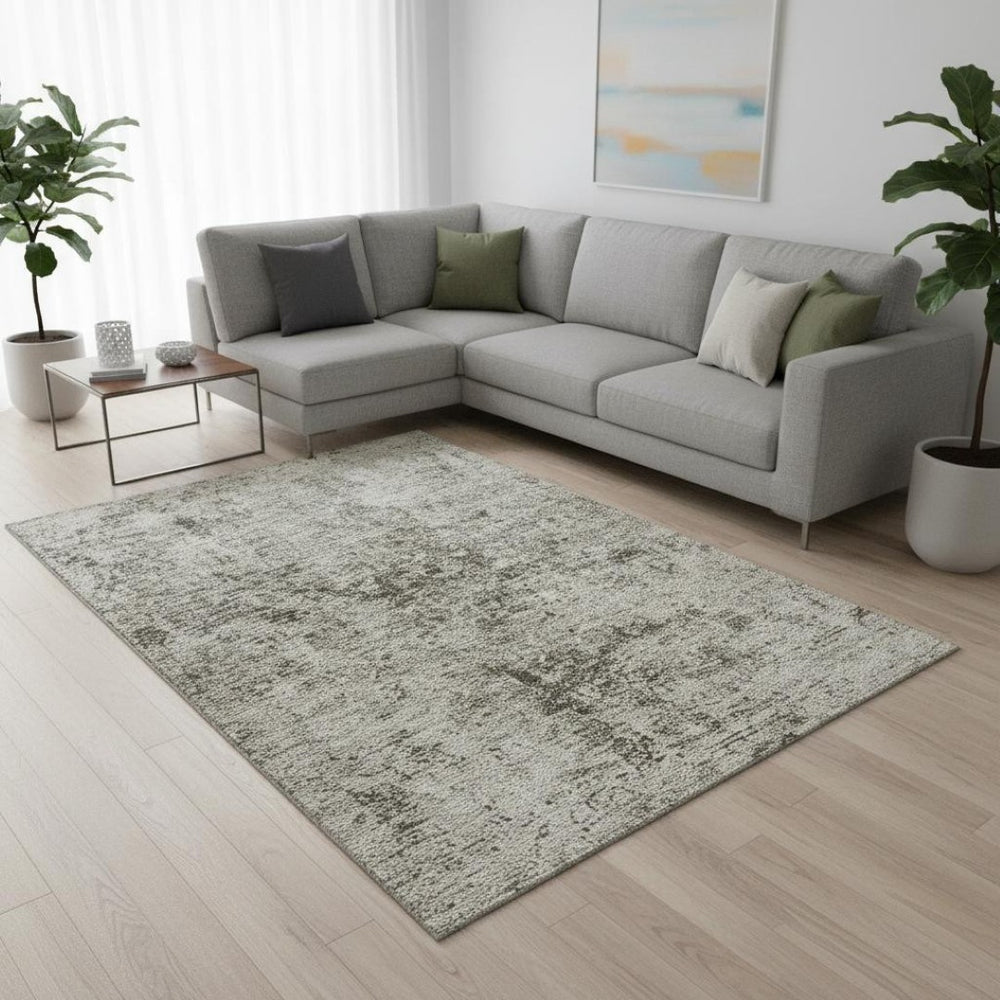 HomeRoots 8' X 10' Beige and Taupe Abstract Washable Area Rug - Durable, UV-Protected, Modern Design for Homes 675640