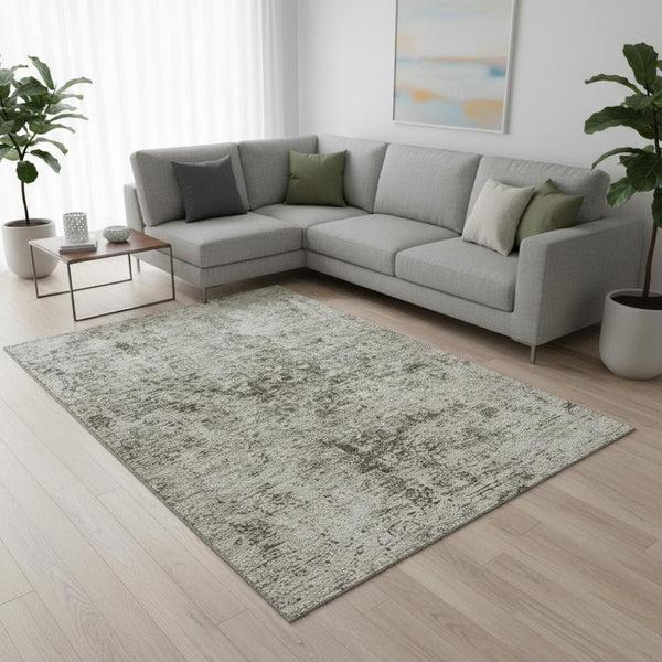 HomeRoots 8' X 10' Beige and Taupe Abstract Washable Area Rug - Durable, UV-Protected, Modern Design for Homes 675640