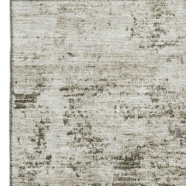 HomeRoots 8' X 10' Beige and Taupe Abstract Washable Area Rug - Durable, UV-Protected, Modern Design for Homes 675640