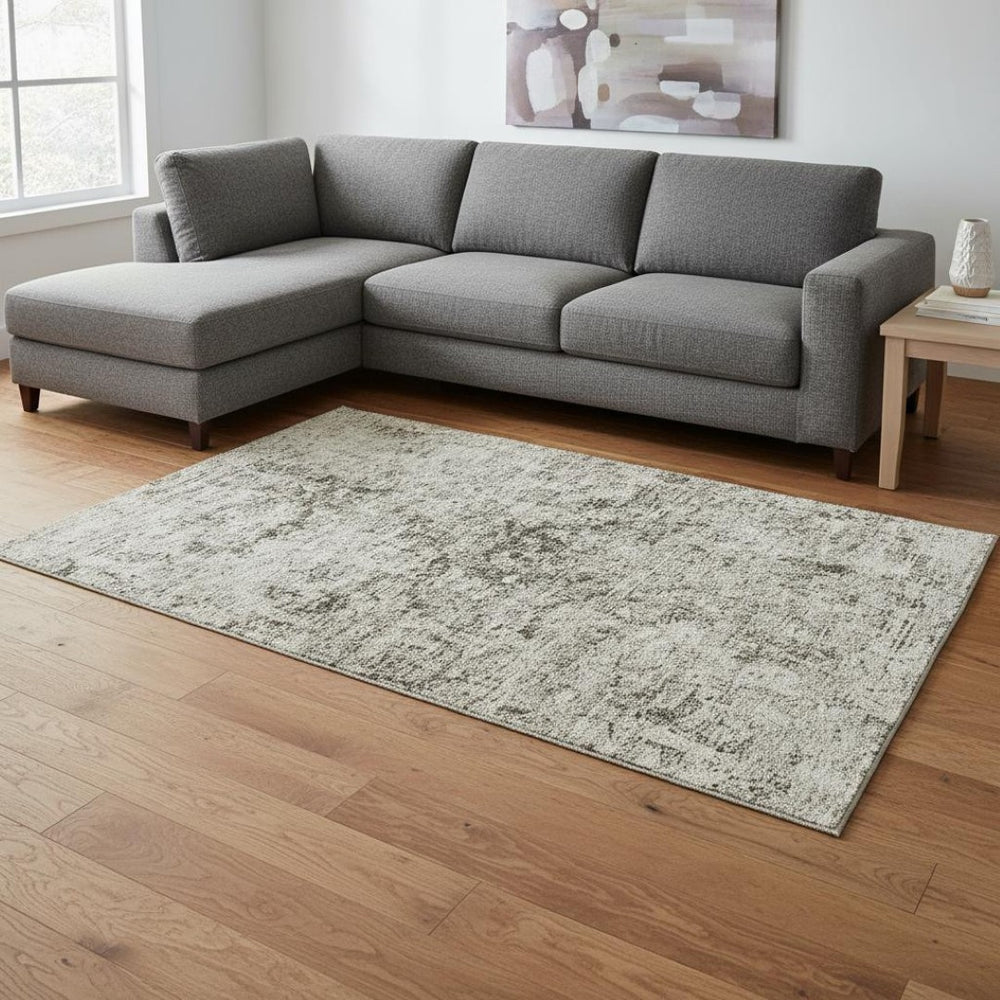 HomeRoots 9' X 12' Beige & Taupe Abstract Washable Area Rug - Durable, UV-Protected, Stylish for Modern Spaces 675641