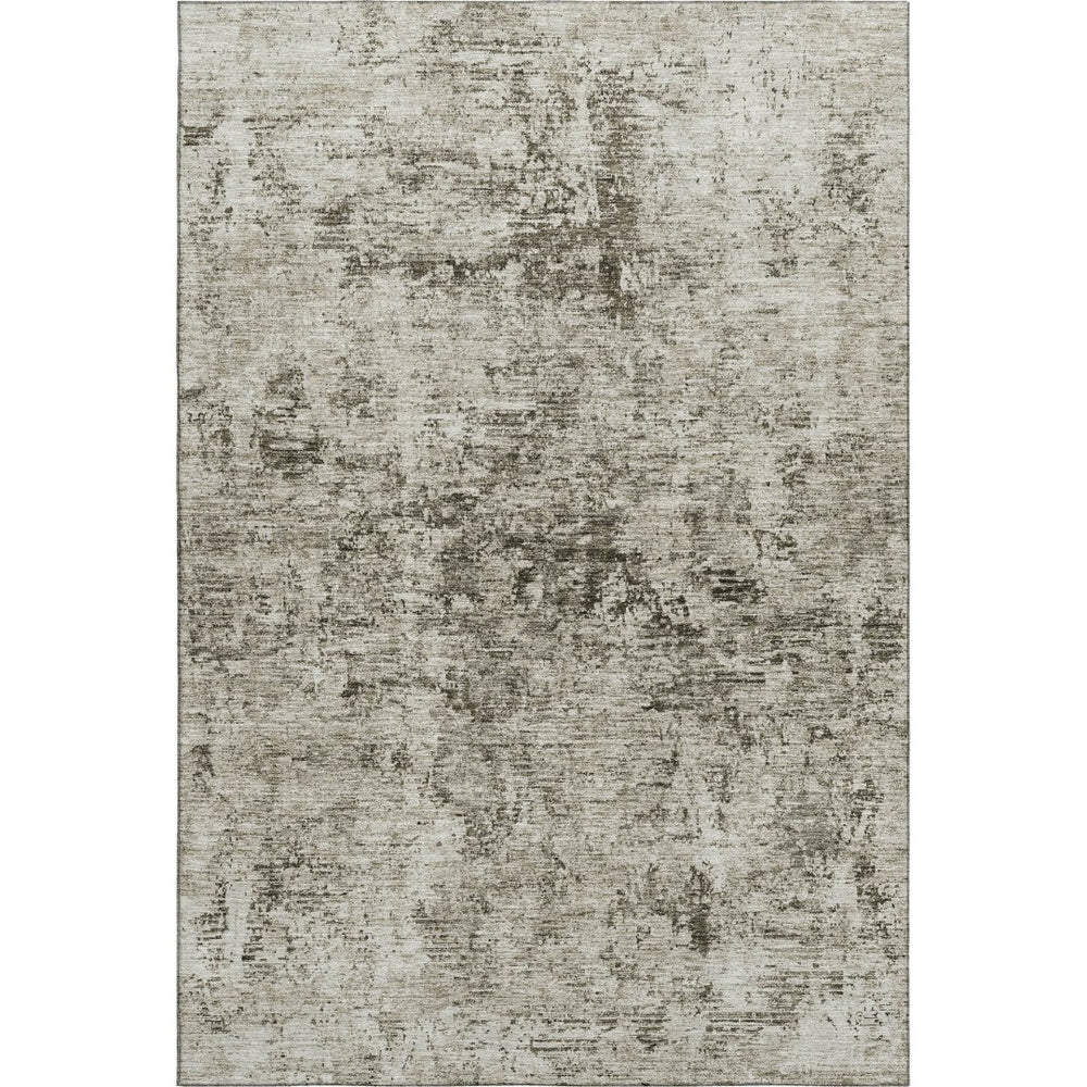 HomeRoots 10' X 14' Beige and Taupe Abstract Washable Area Rug - UV Protected, Modern Design for Busy Homes 675642