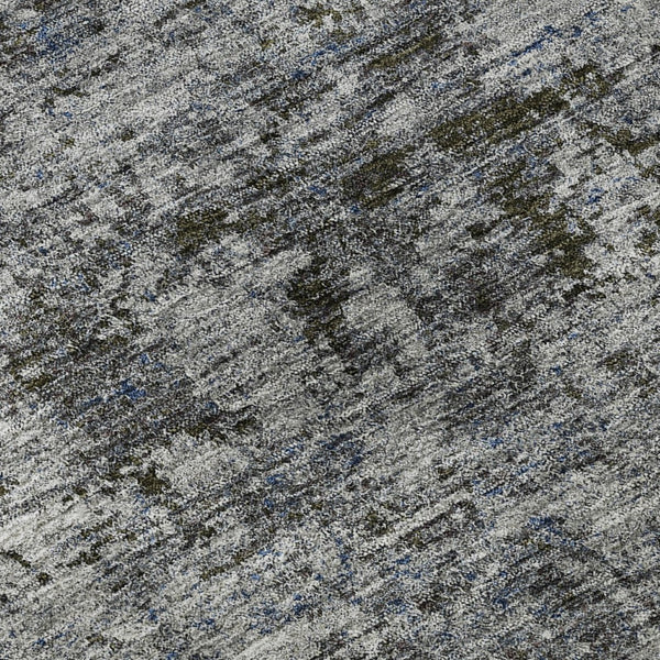 HomeRoots 8' Gray and Silver Abstract Washable Round Rug - Stylish, Durable, UV-Protected for High-Traffic Areas 675645