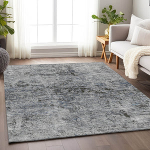 HomeRoots 8' X 10' Gray & Silver Abstract Washable Area Rug - UV Protected, Stain-Resistant, Soft & Durable Design 675646