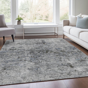 HomeRoots 8' X 10' Gray & Silver Abstract Washable Area Rug - UV Protected, Stain-Resistant, Soft & Durable Design 675646